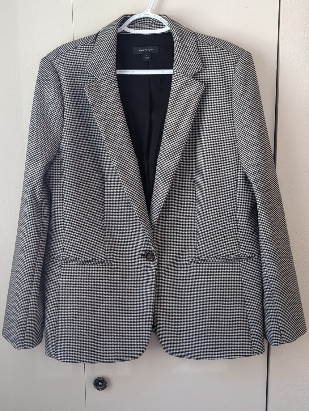 Ann Taylor Houndstooth Blazer Sz 14 Classic Academia Corporate